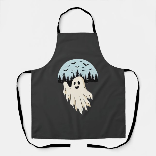 Halloween Ghost Moon Forest Design_1 Apron (Front)