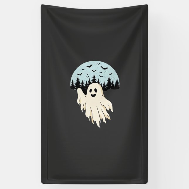 Halloween Ghost Moon Forest Design_1 Banner (Vertical)