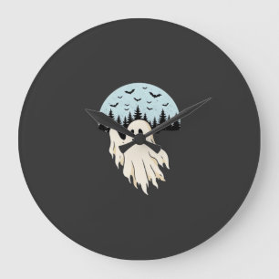 Halloween Ghost Moon Forest Design_1 Large Clock