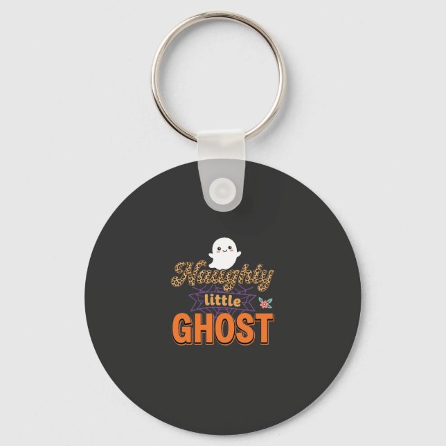 Halloween Ghost Naughty Little Ghost Design Key Ring (Front)