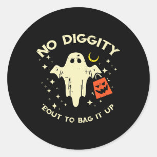 Halloween Ghost No Diggity Costume Boys Girls Kids Classic Round Sticker