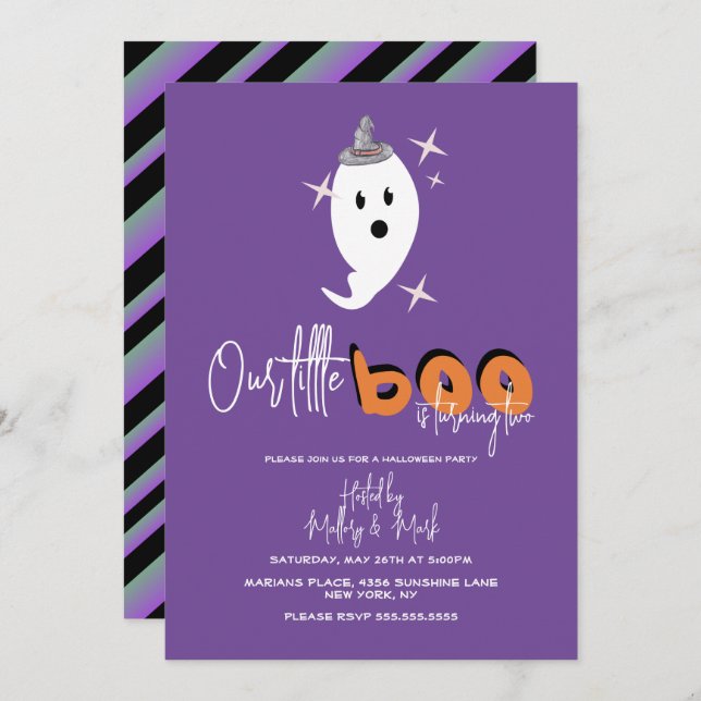 Halloween Ghost Our Little Boo Invitation (Front/Back)
