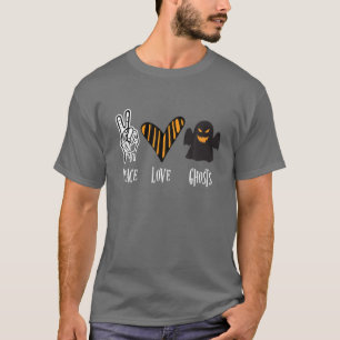Halloween Ghost Outfit Men Women Kids Peace Love H T-Shirt