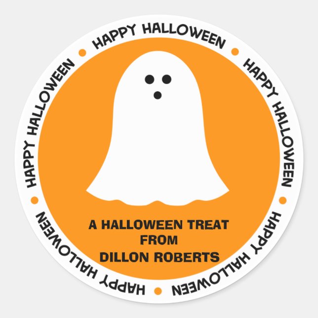Halloween Ghost Party Favour Classic Round Sticker (Front)