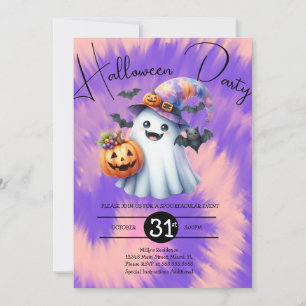 Halloween Ghost Party Tie Dye Hand Drawn  Invitation