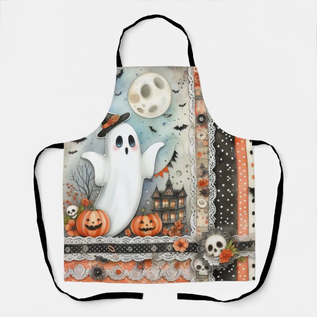 Halloween Ghost Patchwork Apron (Front)