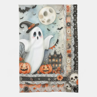 Halloween Ghost Patchwork Tea Towel