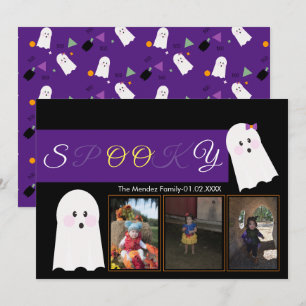 Halloween Ghost Pattern Collage Photo Card