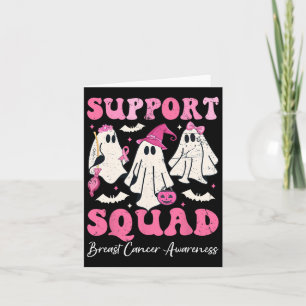 Halloween Ghost Pink Witch Hat Support Squad Breas Card