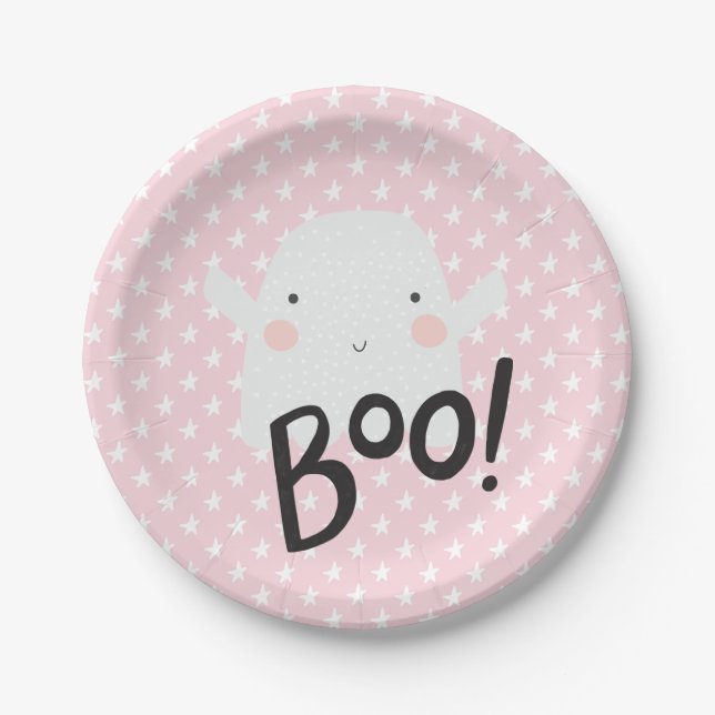 Halloween Ghost Plates in Pink (Front)