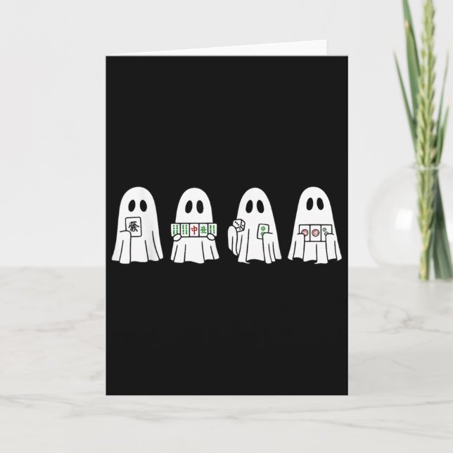 Halloween Ghost Playing Mahjong Soky Season Game D Card (Front)
