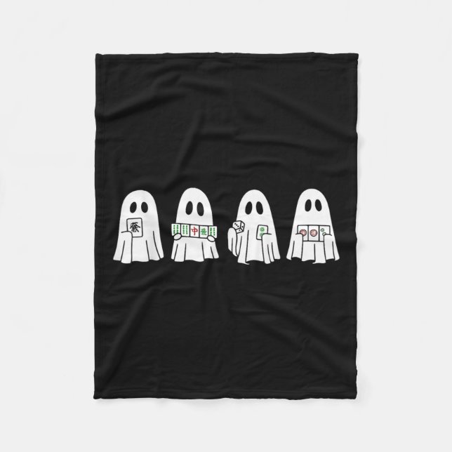 Halloween Ghost Playing Mahjong Soky Season Game D Fleece Blanket (Front)