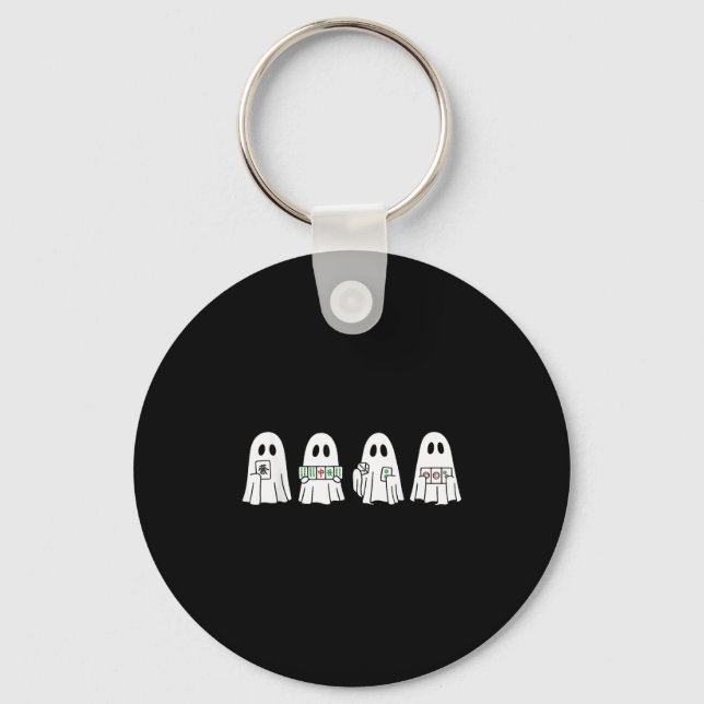 Halloween Ghost Playing Mahjong Soky Season Game D Key Ring (Front)