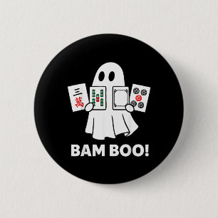 Halloween Ghost Playing Mahjong Spooky Bam Boo 6 Cm Round Badge