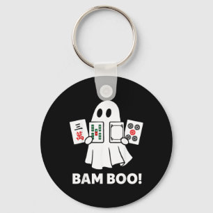 Halloween Ghost Playing Mahjong Spooky Bam Boo Key Ring