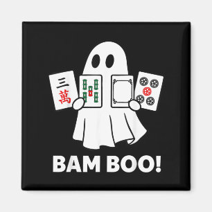 Halloween Ghost Playing Mahjong Spooky Bam Boo Magnet