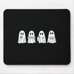 Halloween Ghost Playing Mahjong Spooky Season Game Mouse Mat