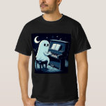 Halloween Ghost Playing Piano Funny T-Shirt<br><div class="desc">ghost, piano, halloween, spooky, music, cute, creepy, musician, synthesizer, ghosts, black, piano player, ghost playing piano, ghost playing synth, sheet ghost, ghoul, haunted, skeleton, christmas, playing, instrument, horror, scary, band, orchestra, pixel art, vintage, haunting, ghost art, piano playing</div>