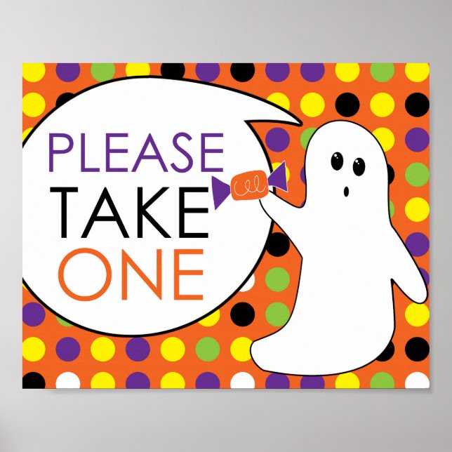 Halloween Ghost Please Take One Candy Poster (Front)