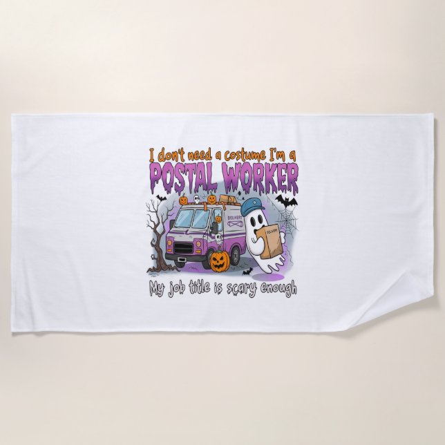 Halloween Ghost,Postal Worker Beach Towel (Front)
