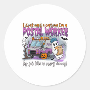 Halloween Ghost,Postal Worker Classic Round Sticker