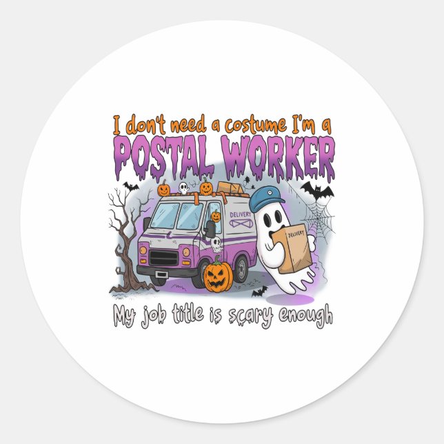 Halloween Ghost,Postal Worker Classic Round Sticker (Front)