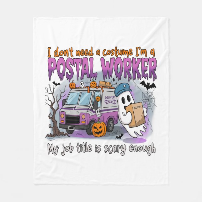 Halloween Ghost,Postal Worker Fleece Blanket (Front)