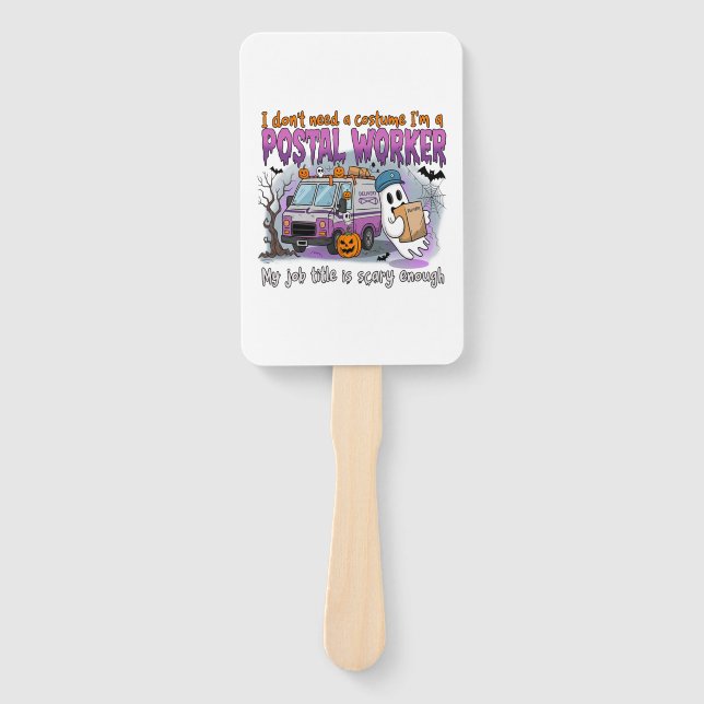 Halloween Ghost,Postal Worker Hand Fan (Front)