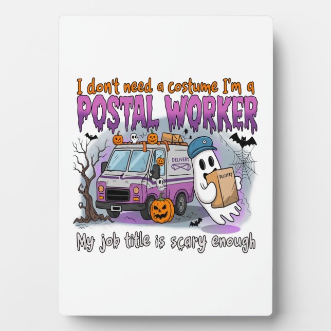 Halloween Ghost,Postal Worker Plaque (Front)