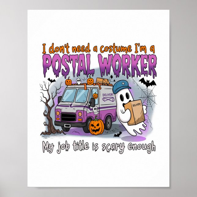 Halloween Ghost,Postal Worker Poster (Front)