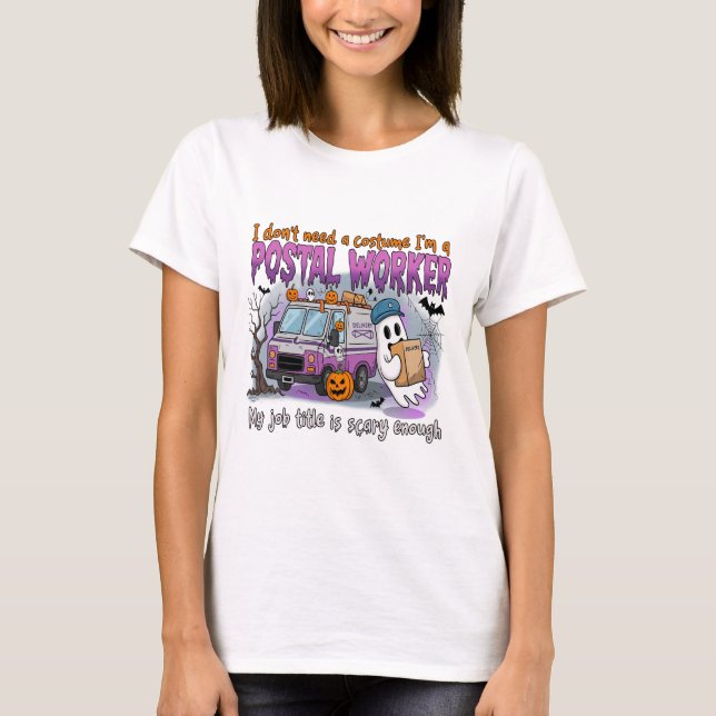 Halloween Ghost,Postal Worker T-Shirt (Front)