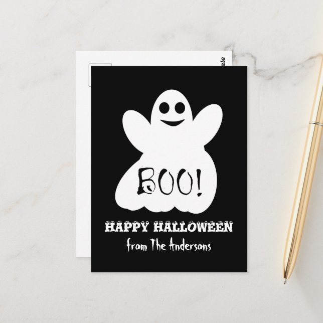 Halloween Ghost Postcard (Front/Back In Situ)
