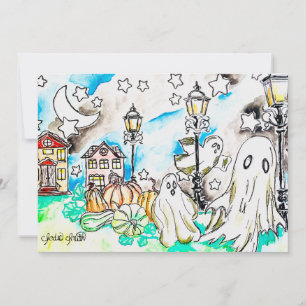 Halloween Ghost Print Holiday Card