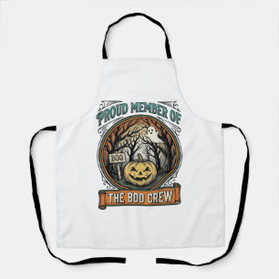 Halloween Ghost Proud Member Boo Crew Vintage Funn Apron