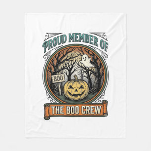 Halloween Ghost Proud Member Boo Crew Vintage Funn Fleece Blanket