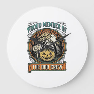 Halloween Ghost Proud Member Boo Crew Vintage Funn Large Clock
