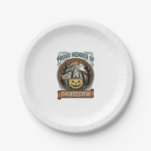 Halloween Ghost Proud Member Boo Crew Vintage Funn Paper Plate