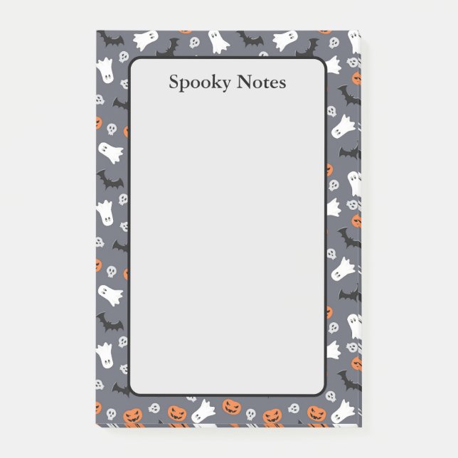 Halloween Ghost Pumpkin Bat Grey Sticky  Post-it Notes (Front)