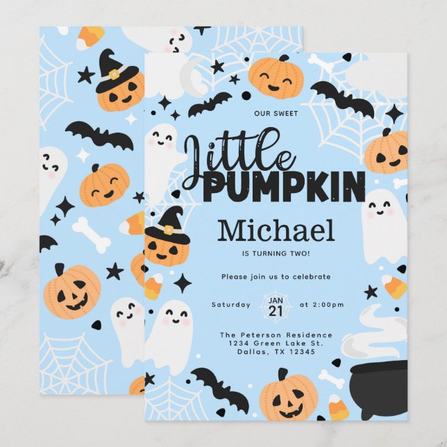 Halloween Ghost Pumpkin Birthday Party Invitation (Front/Back)