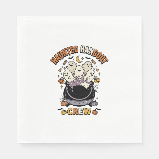 Halloween Ghost Pumpkin Crew Napkin (Front)