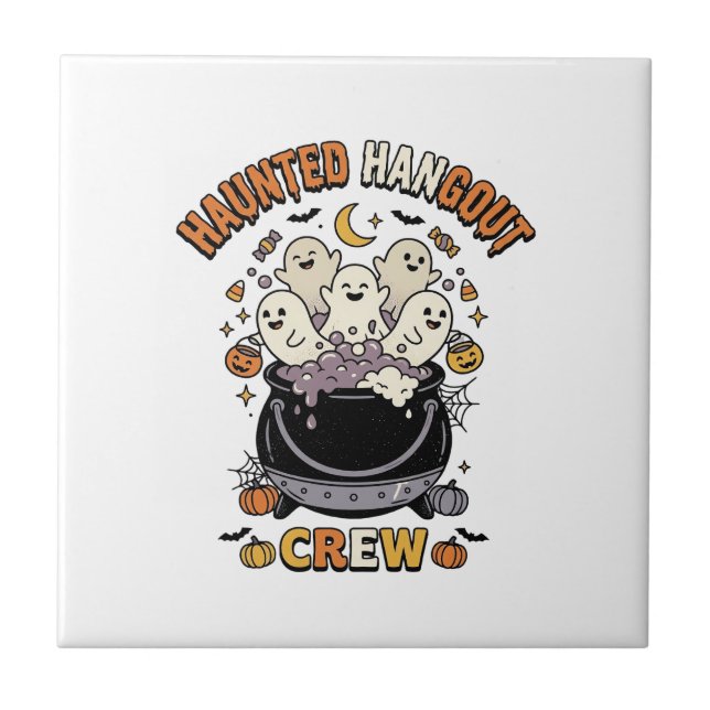 Halloween Ghost Pumpkin Crew Tile (Front)