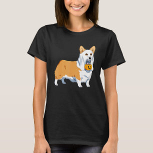Halloween Ghost Pumpkin Dog Costume Welsh Corgi T-Shirt