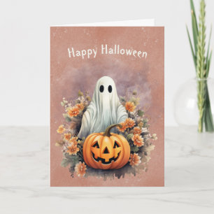 Halloween Ghost Pumpkin Festive Card