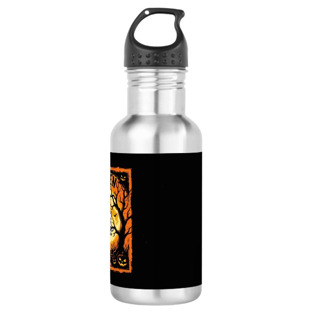 Halloween Ghost Pumpkin Haunted Tree 532 Ml Water Bottle (Front)