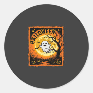 Halloween Ghost Pumpkin Haunted Tree Classic Round Sticker