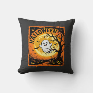 Halloween Ghost Pumpkin Haunted Tree Cushion