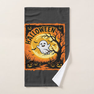 Halloween Ghost Pumpkin Haunted Tree Hand Towel