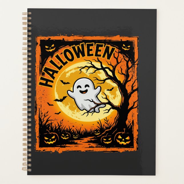 Halloween Ghost Pumpkin Haunted Tree Planner (Front)
