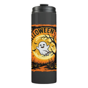 Halloween Ghost Pumpkin Haunted Tree Thermal Tumbler