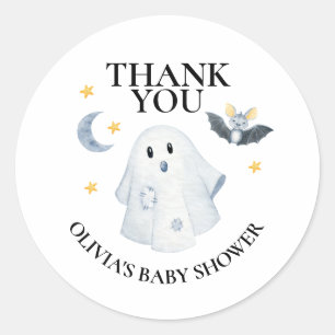 Halloween Ghost Pumpkin Little Boo Baby Shower Classic Round Sticker